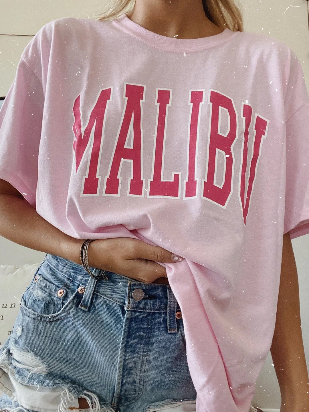 Preppy Pink Malibu Round Neck T-Shirt