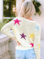 Women's Casual Colorful Stars Knitted Loose Sweater