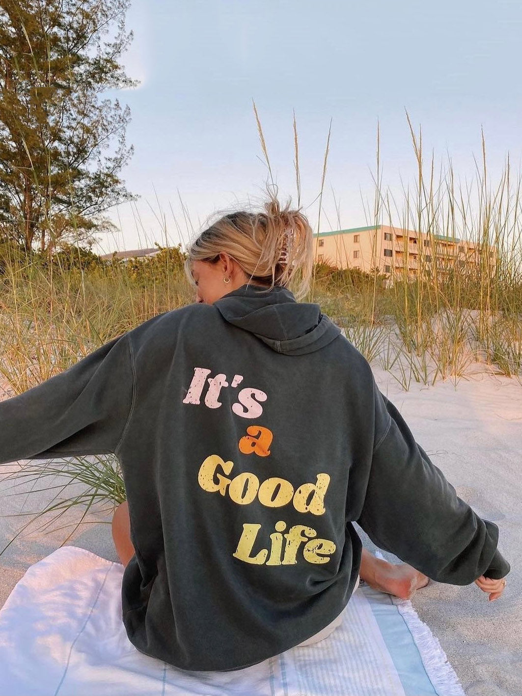 It's a Good Life Printed Preppy Asthetic Hoodie
