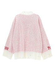 Women's Letter Jacquard Tattered Design Baggy Sweater