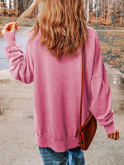 Women's Classic Solid Side Slit Crewneck Sweatshirt