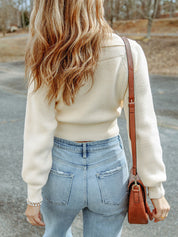 Women's Slim Fit V-neck Cropped Knit Sweater