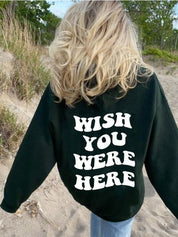 Wish You Were Here Smilely Face Printed Preppy Asthetic Hoodie