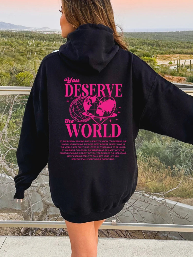 Women's Aesthetic You Deserve The World Hoodie