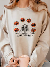 Halloween Pumpkin Skeleton Spooky Season Sweatshirt