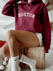 Womens Boston Letter Printed Hoodie