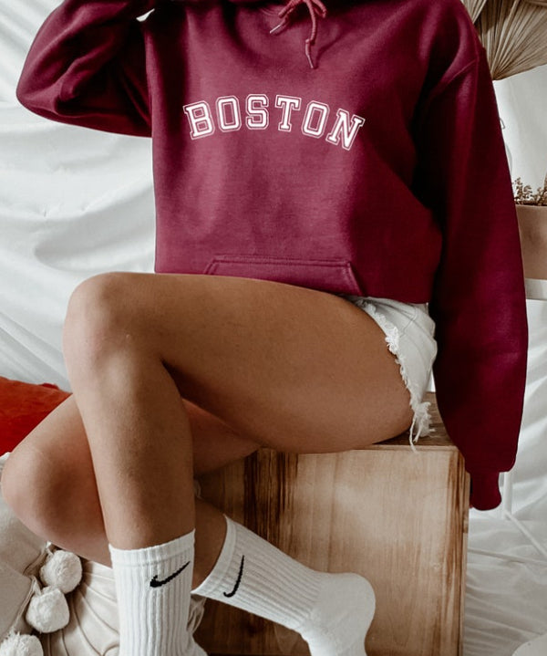 Womens Boston Letter Printed Hoodie
