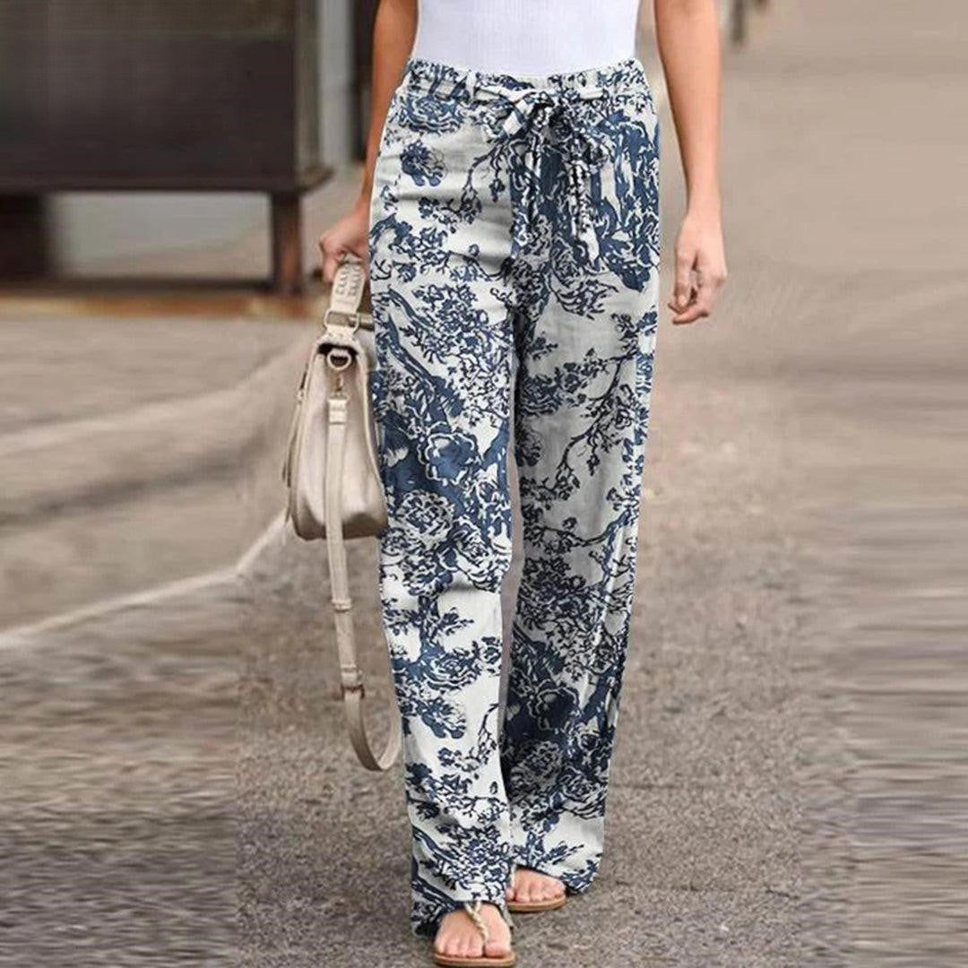 FLORA | Elegant pants with floral print for women