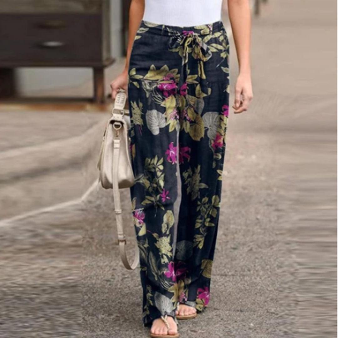 FLORA | Elegant pants with floral print for women