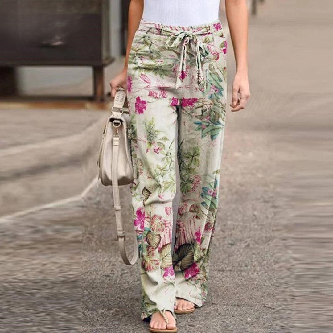 FLORA | Elegant pants with floral print for women