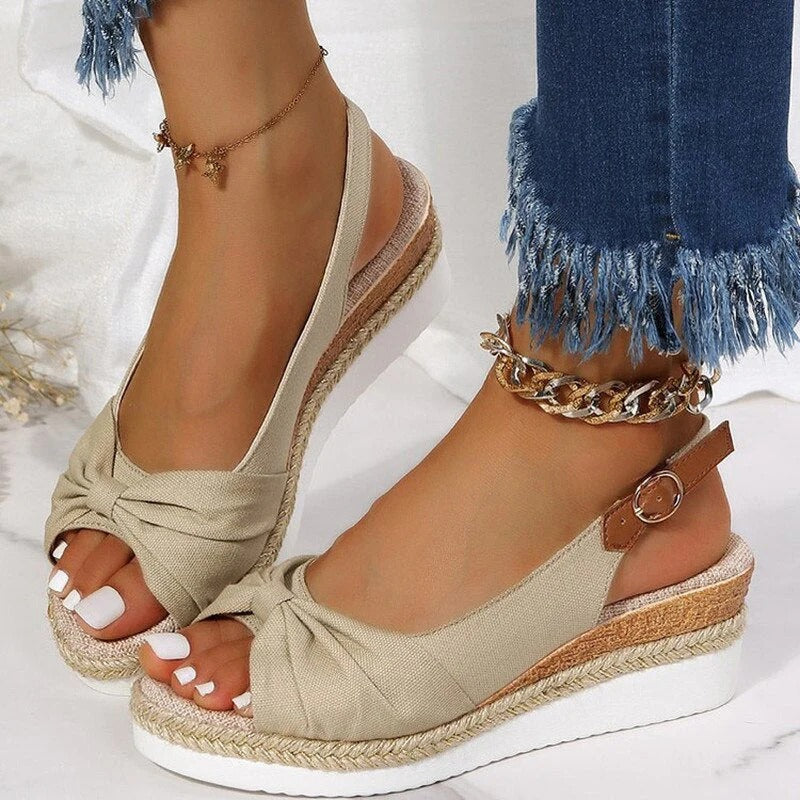 Knotted Slingback Platform Sandals