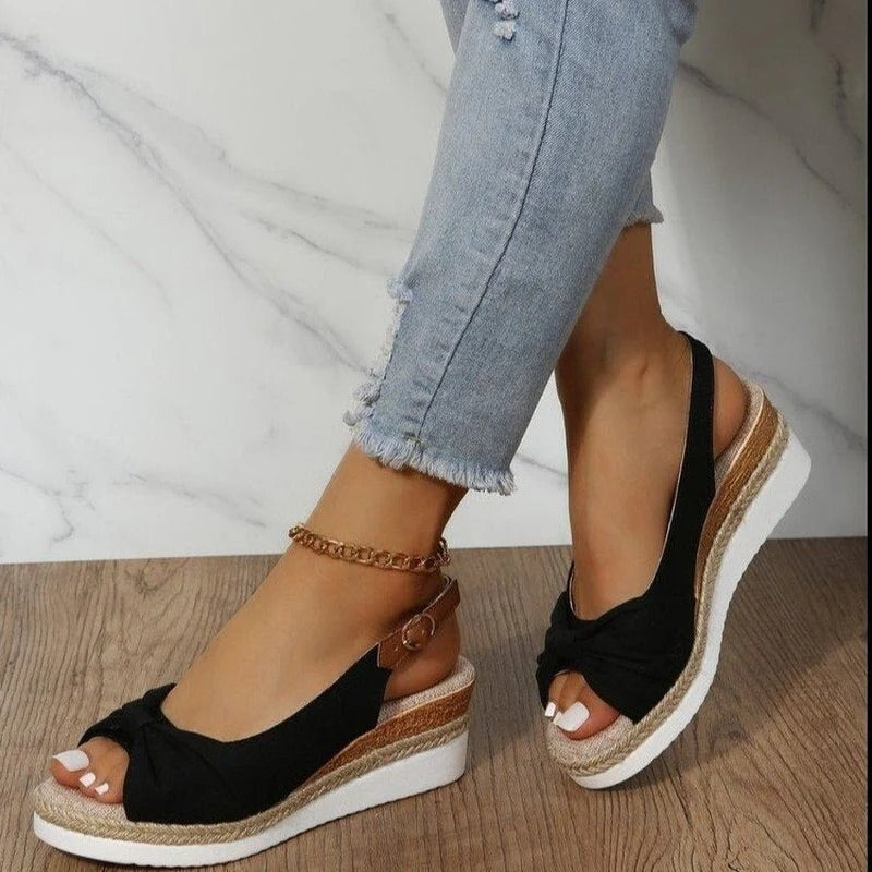 Knotted Slingback Platform Sandals