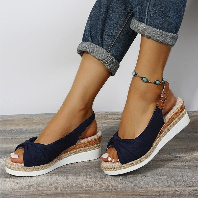 Knotted Slingback Platform Sandals