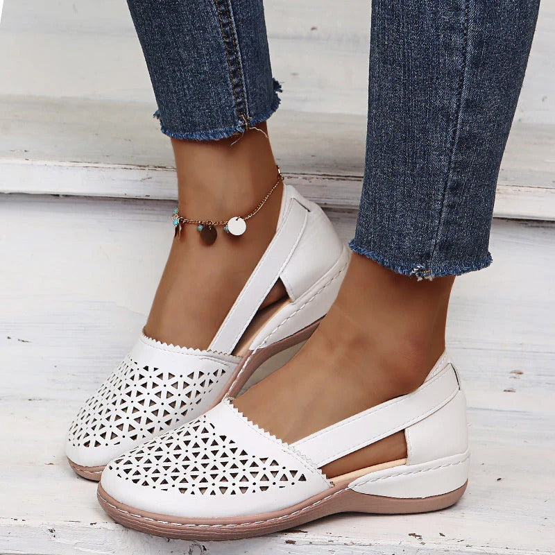Geometric Cutout Slingback Flats