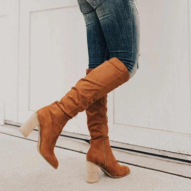 Stacked Heel Tall Boots