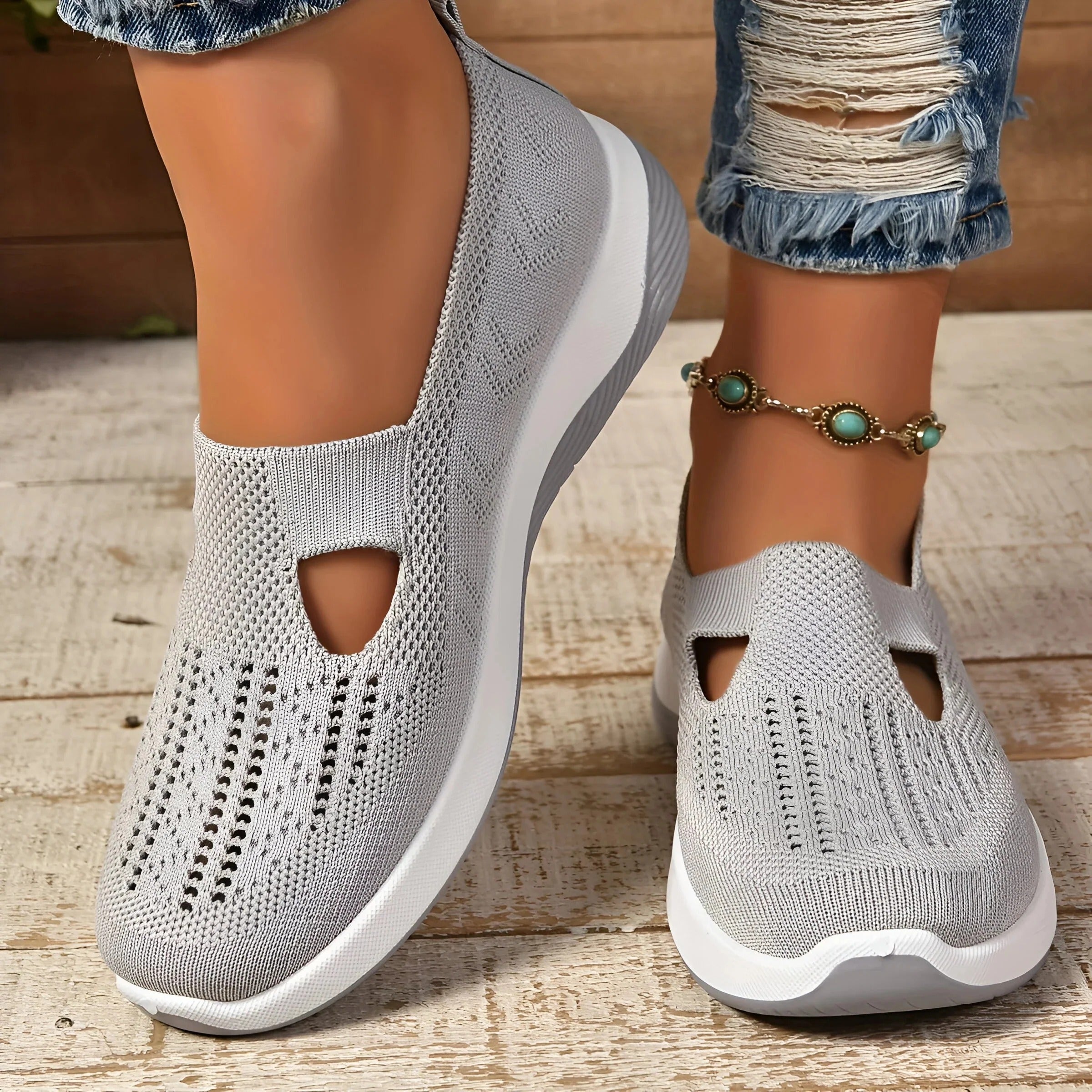 Knit Slip-On Platform Shoes