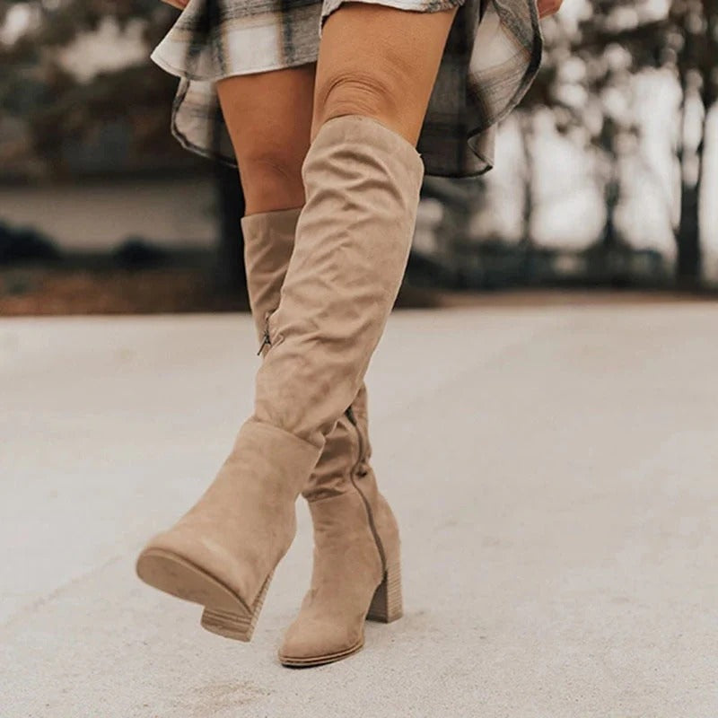 Stacked Heel Tall Boots