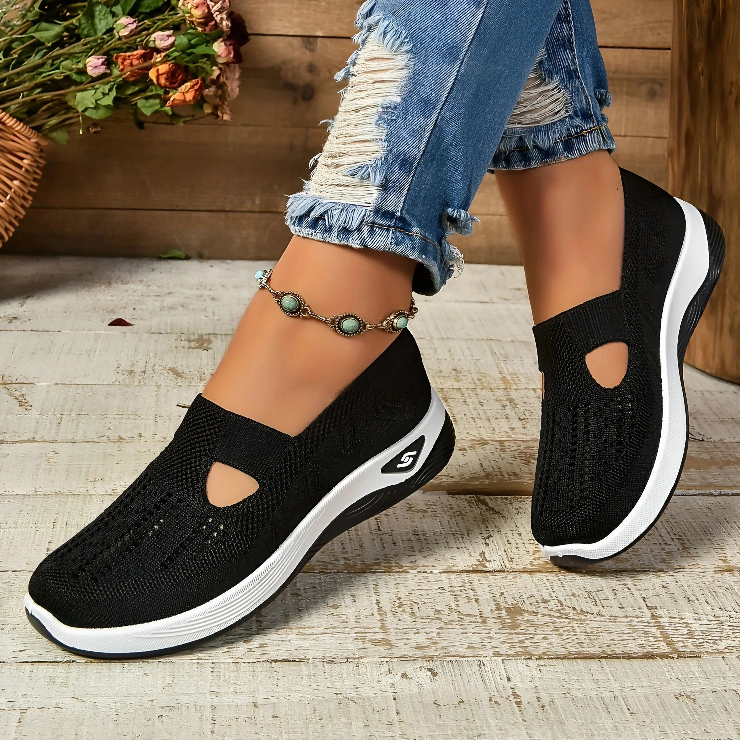 Knit Slip-On Platform Shoes