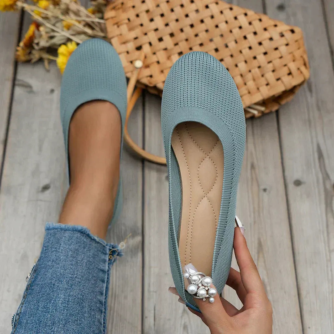 Round-Toe Knit Ballet Flats