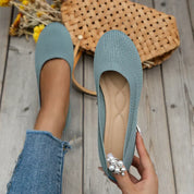 Round-Toe Knit Ballet Flats