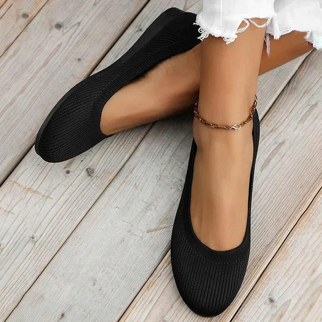 Round-Toe Knit Ballet Flats