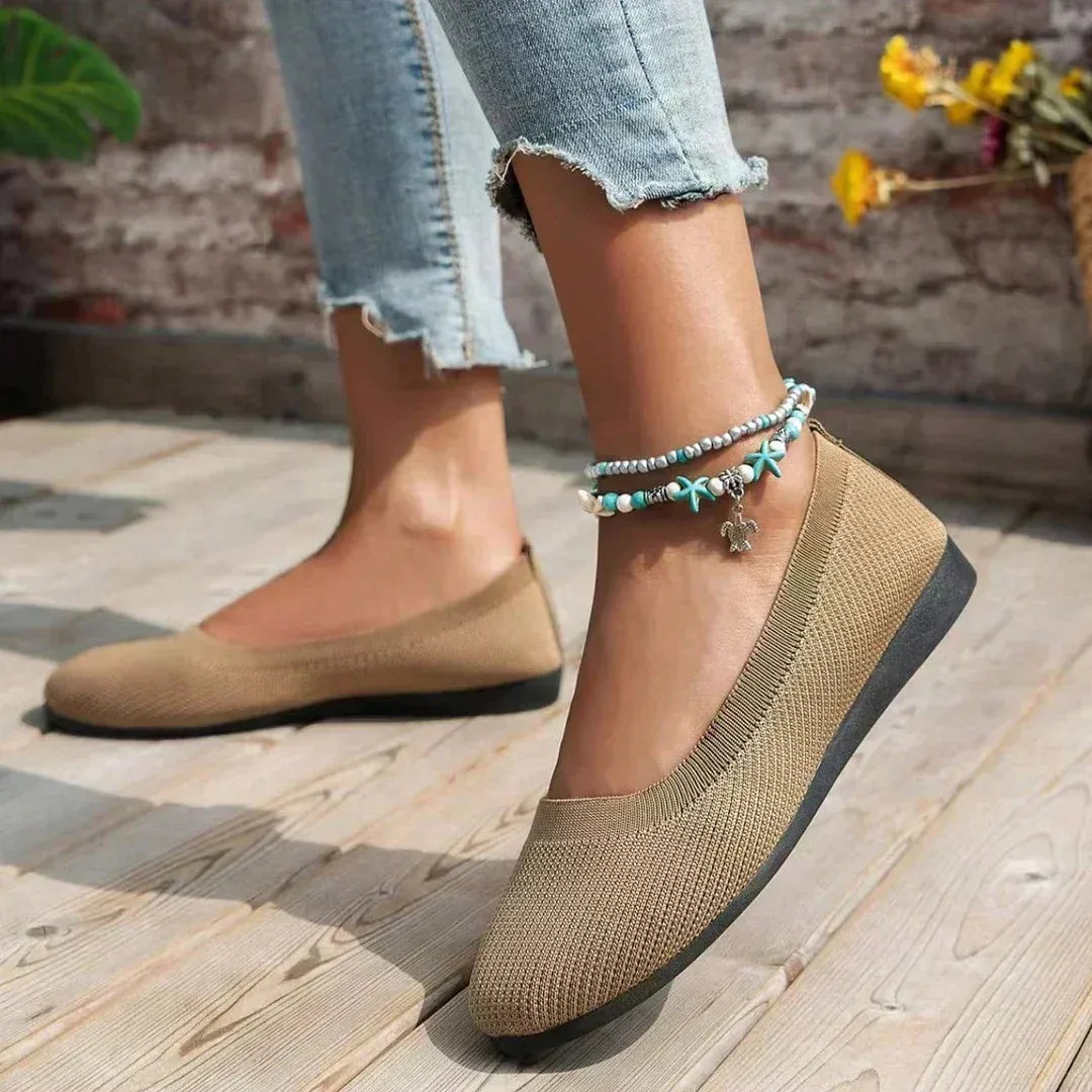 Round-Toe Knit Ballet Flats