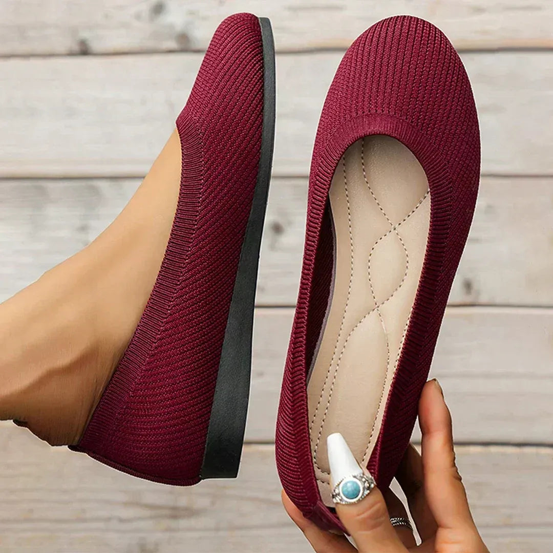 Round-Toe Knit Ballet Flats