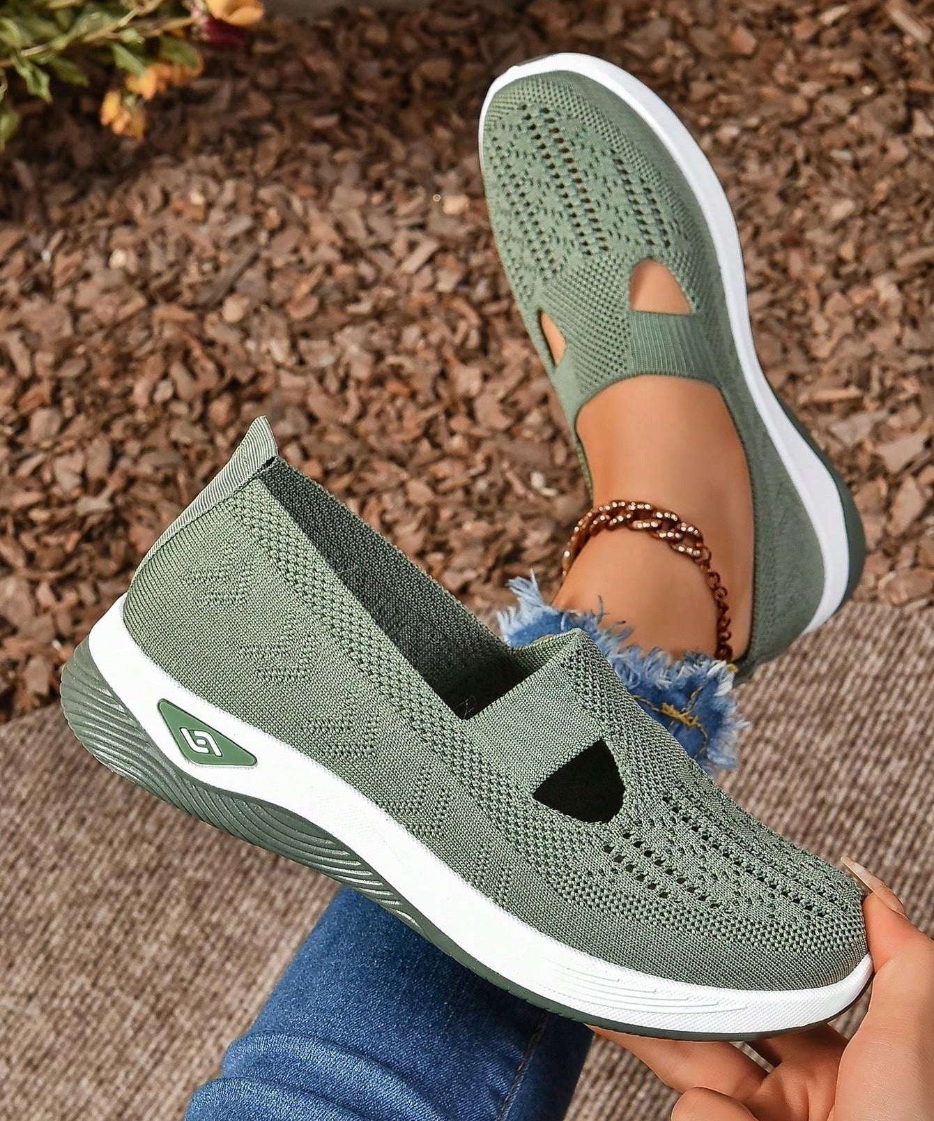 Cutout Knit Slip-Ons