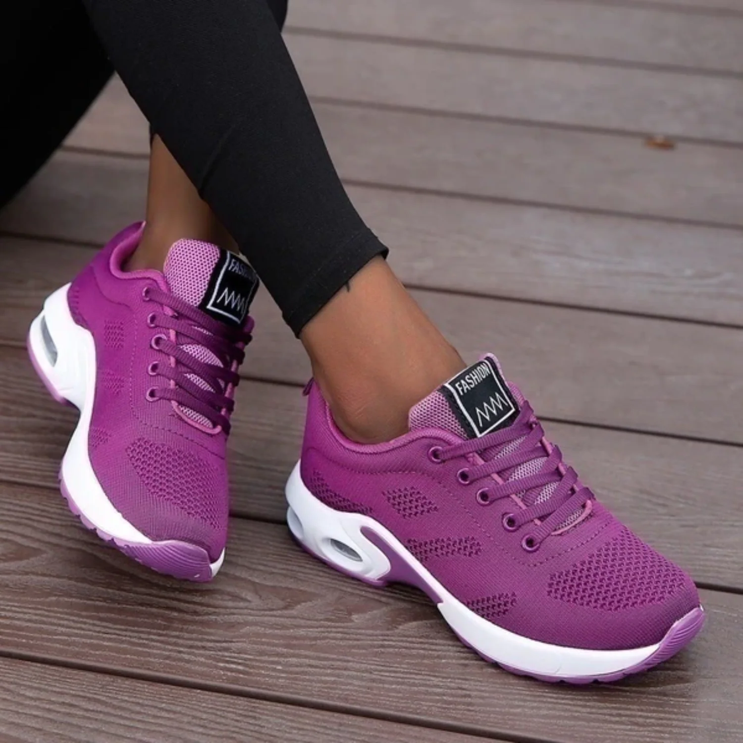 Lace-Up Knit Air Sole Sneakers