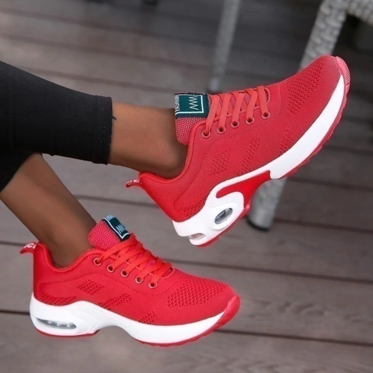 Lace-Up Knit Air Sole Sneakers