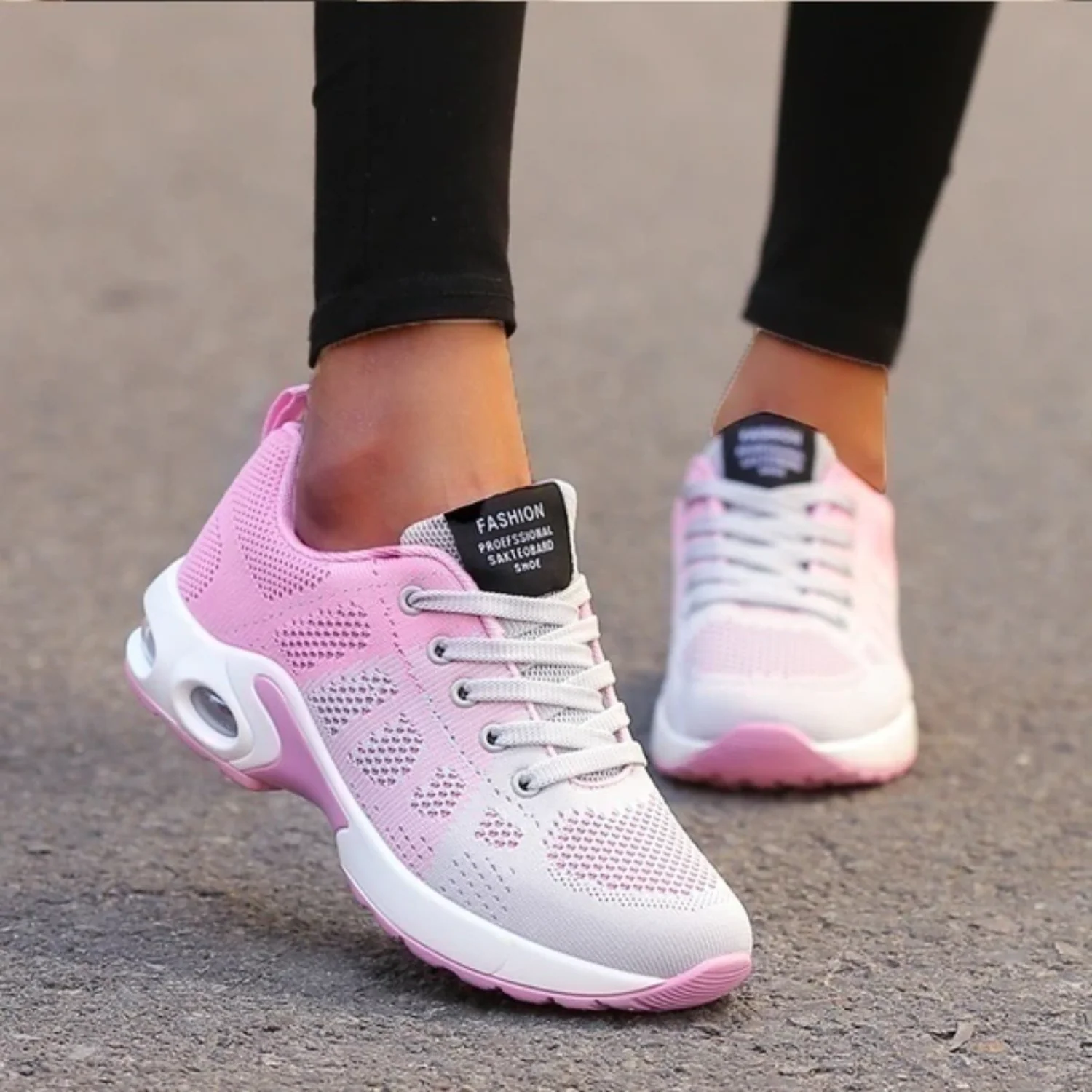 Lace-Up Knit Air Sole Sneakers