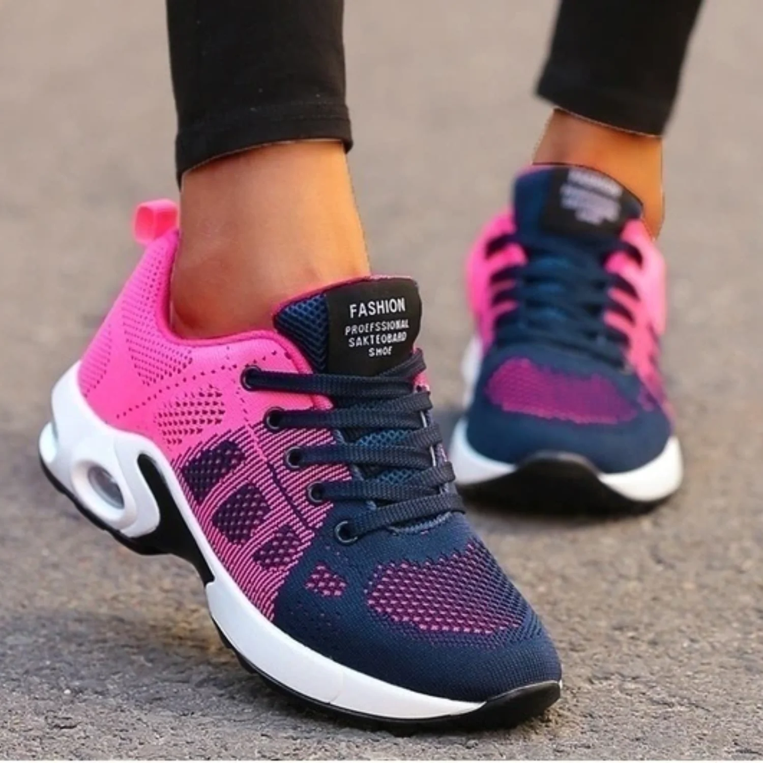 Lace-Up Knit Air Sole Sneakers