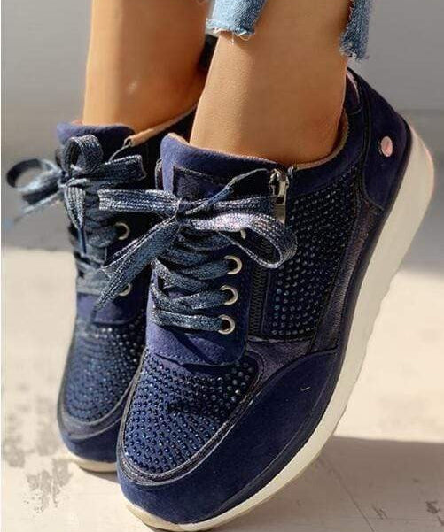 Zip Detail Studded Sneakers