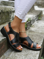 Cutout Block Heel Sandals