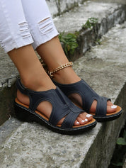 Cutout Block Heel Sandals