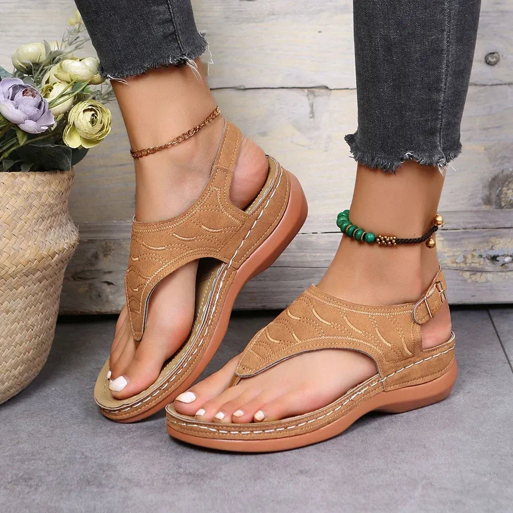 Sandales à lanière à boucle et bout ouvert