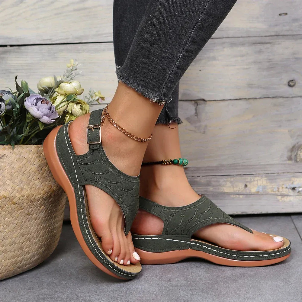 Sandales à lanière à boucle et bout ouvert