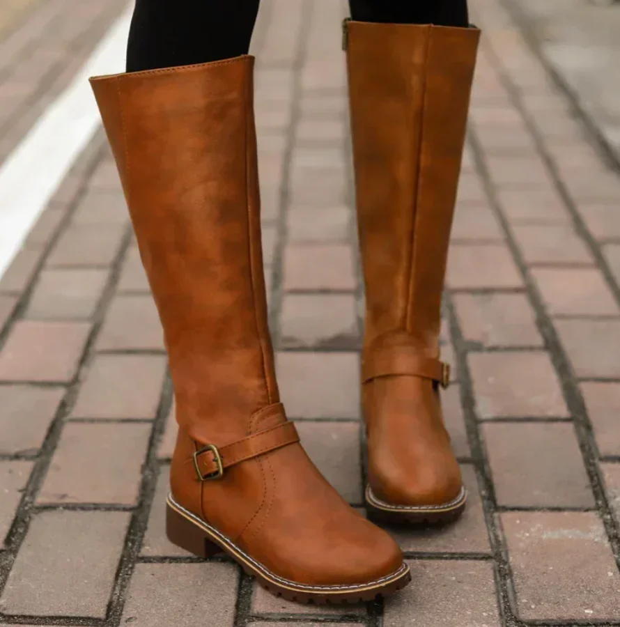 Bottes à genou avec sangle à boucle