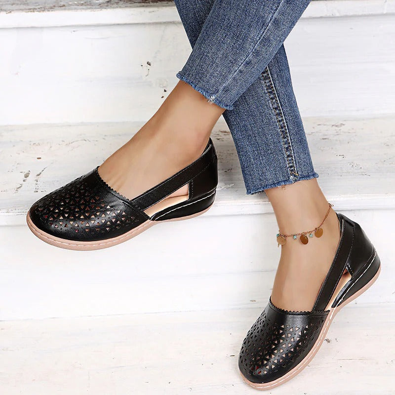 Geometric Cutout Slingback Flats