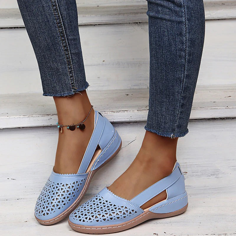 Geometric Cutout Slingback Flats