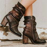 Strappy Block Heel Western Boots