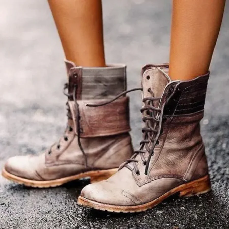 Lace-Up Mid-Calf Combat Boots