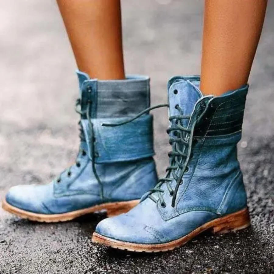 Lace-Up Mid-Calf Combat Boots
