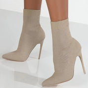Pointed Sock-Style Stiletto Boots