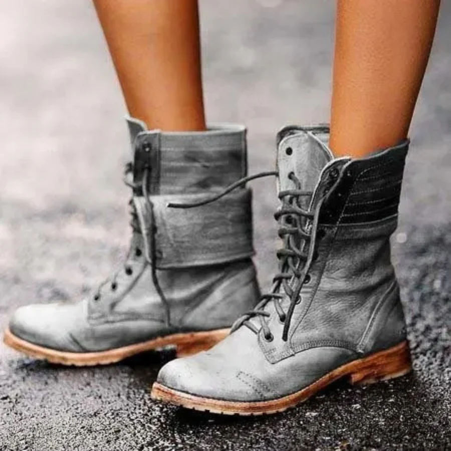 Lace-Up Mid-Calf Combat Boots