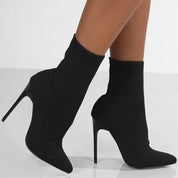 Pointed Sock-Style Stiletto Boots