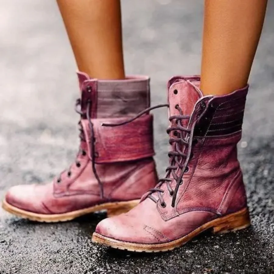 Lace-Up Mid-Calf Combat Boots