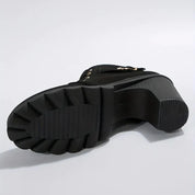 Chunky Heel Buckle Ankle Boots