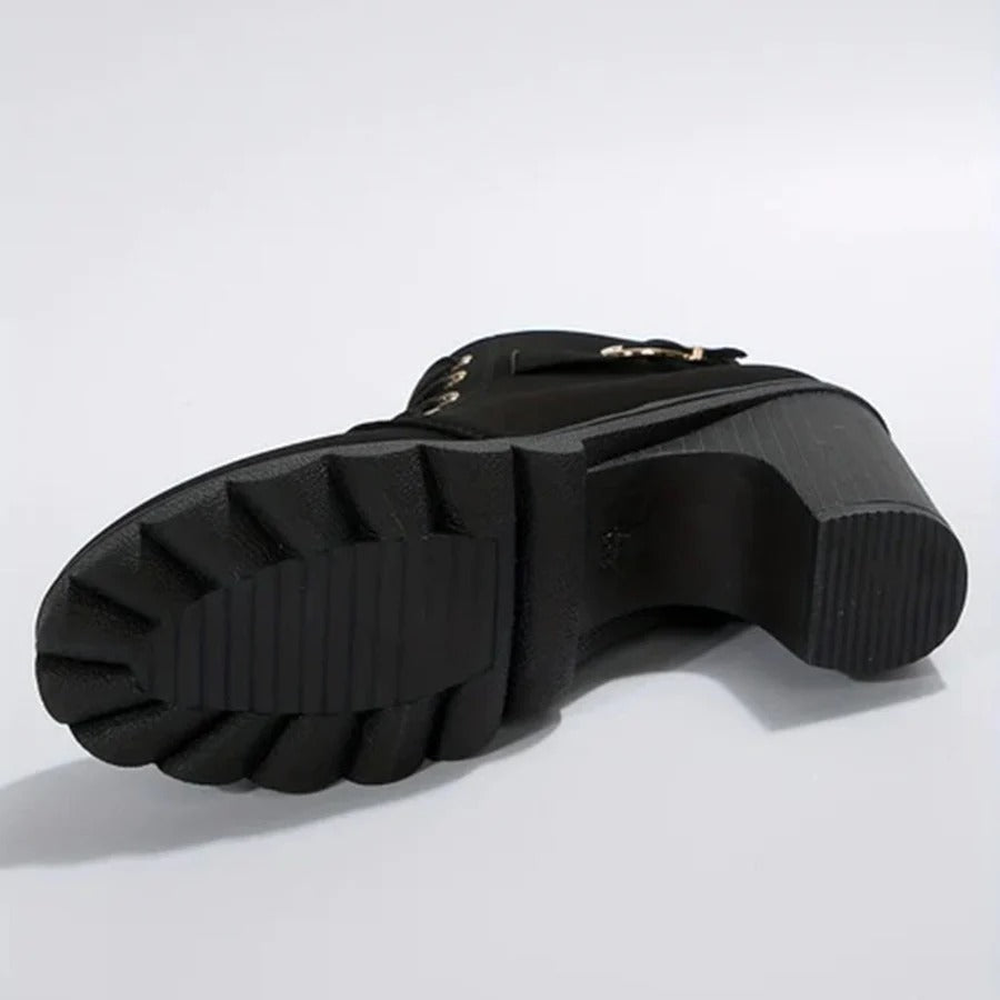 Chunky Heel Buckle Ankle Boots