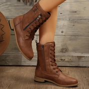 Lace-Up Side Zip Boots